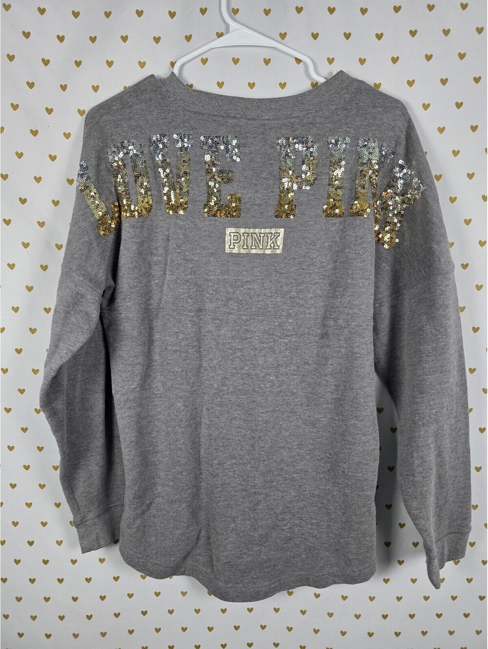 Victorias Secret Pink Gradient Bling Sequined Oversized Sweater Shirt xs